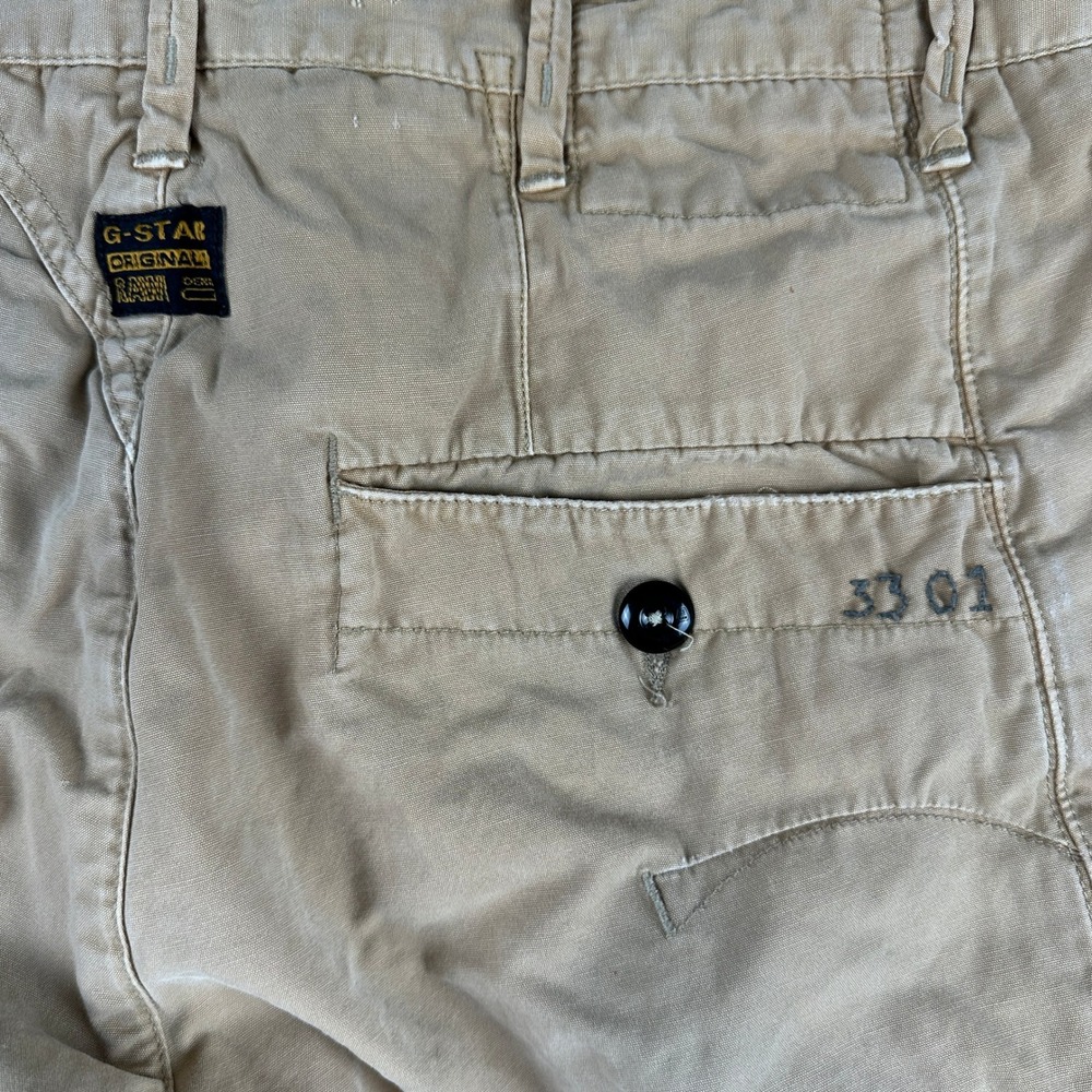G-Star Raw Pants Mens 33 Tan Bronson Chino Straight GS 3301 Button Fly Khaki - Picture 8 of 12